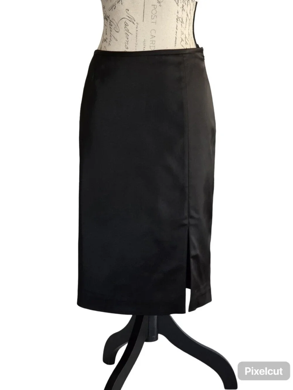 WHBM Black Satin Pencil Skirt.